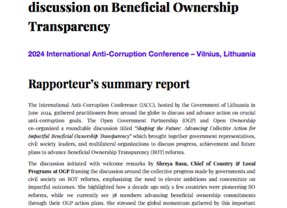 "Shaping the Future" Rapporteur's summary report of the 2024 International Anti-Corruption roundtable discussion cover image